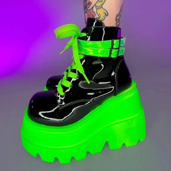 Demonia Neon Green Platform